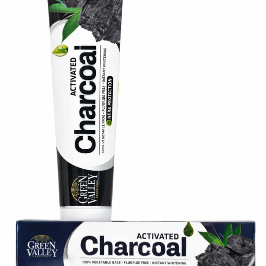 Green Valley Activated Charcoal Toothpaste 185g – Natural Teeth Whitening, Fresh Breath & Herbal Oral Care