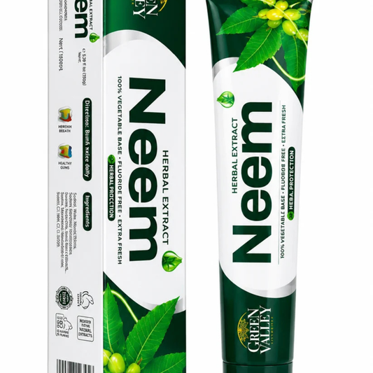 Green Valley Herbal Neem Toothpaste 150g (Pack of 2) – Fluoride-Free Herbal Toothpaste for Fresh Breath & Daily Oral Care