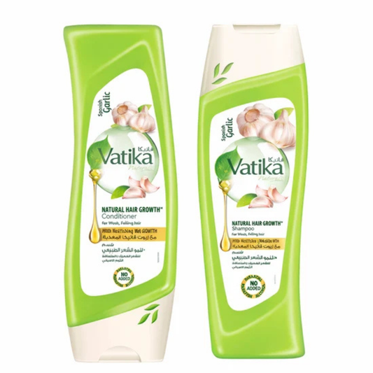 Vatika Naturals Garlic Shampoo & Conditioner Combo 400ml | Hair Strengthening & Nourishing Duo