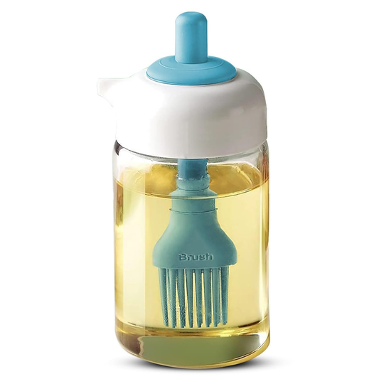 230ml Glass Oil Dispenser Bottle with Silicone Basting Brush | Leakproof Cooking Oil Bottle for BBQ & Baking