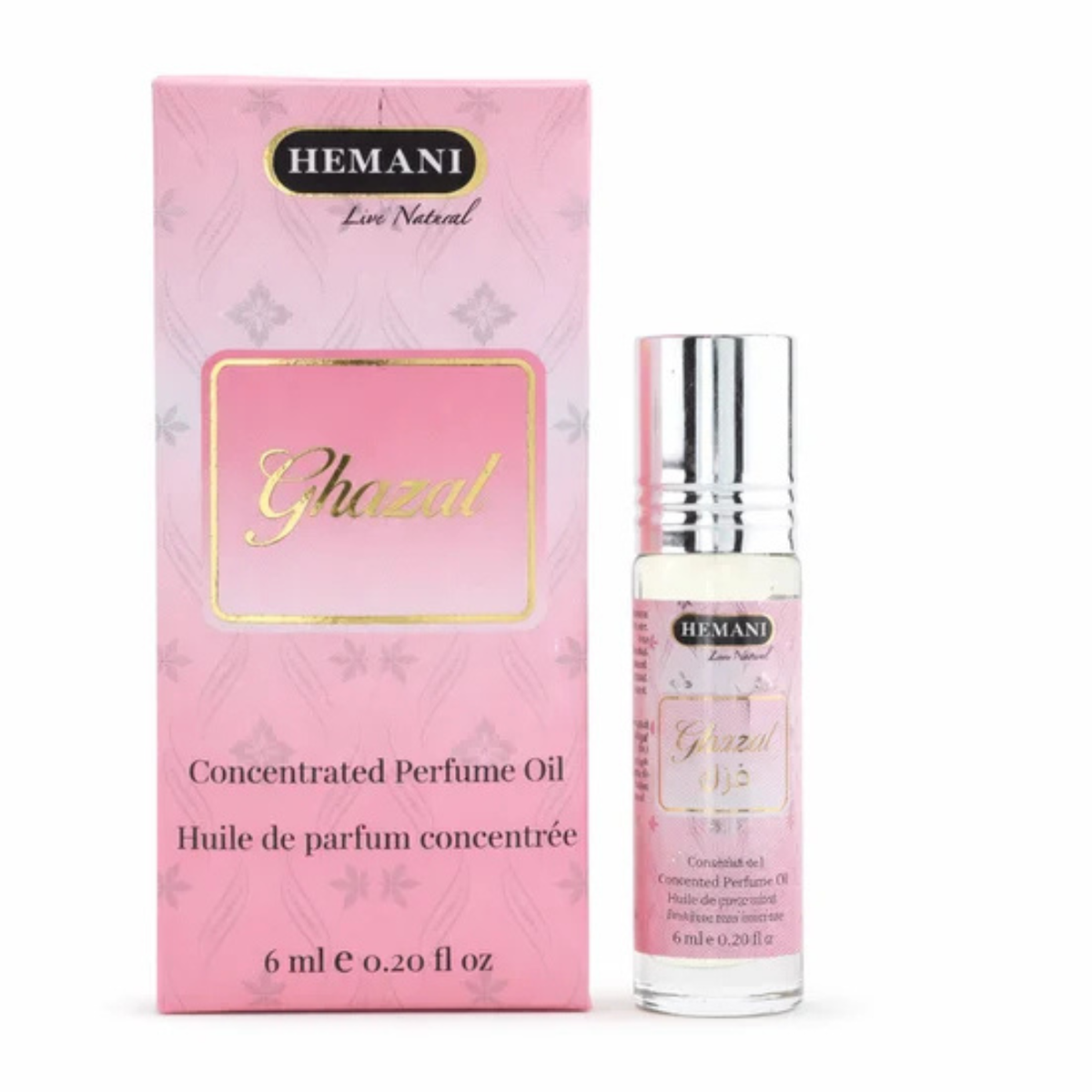 Hemani Ghazal Concentrated Perfume Oil Roll On 6ml Alcohol-Free Attar for Women - Pack of 6