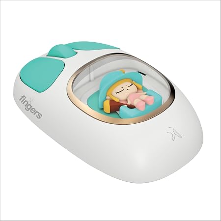 Cute Cartoon Computer Mouse with Decorative Figurine – Turquoise