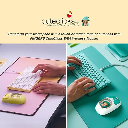 Cute Cartoon Computer Mouse with Decorative Figurine – Turquoise