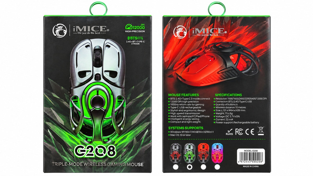 iMICE G208 Triple-Mode Wireless Gaming Mouse – 12000 DPI