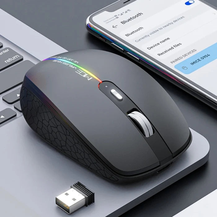 iMICE G904 Rechargeable Bluetooth & 2.4GHz Wireless RGB Mouse, 1600 DPI