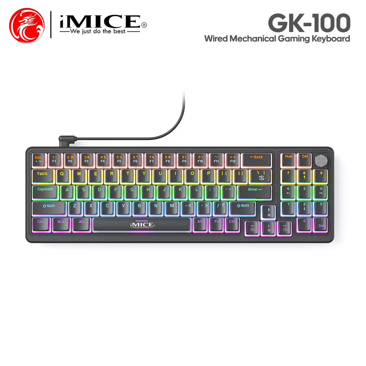 iMICE GK-100 Mechanical Gaming Keyboard Black RGB USB Type-C Blue Switch