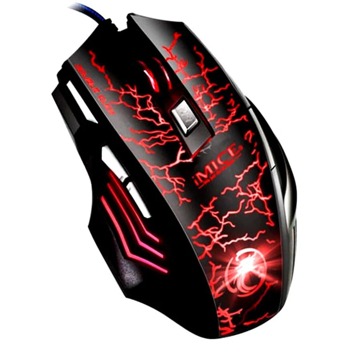 Wired USB Gaming Mouse with 7 Buttons, 3200 DPI and Red LED Lighting