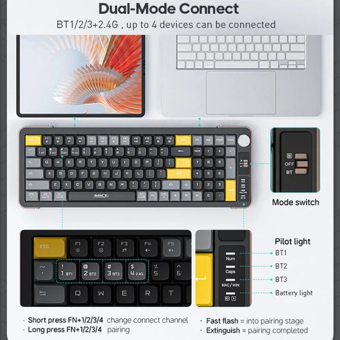 iMICE AN-800 Dual-Mode Wireless Rechargeable Keyboard