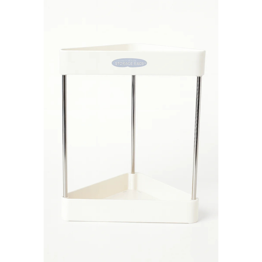 2-Tier Multipurpose Corner Storage Rack | Bathroom & Kitchen Corner Organizer Shelf - White