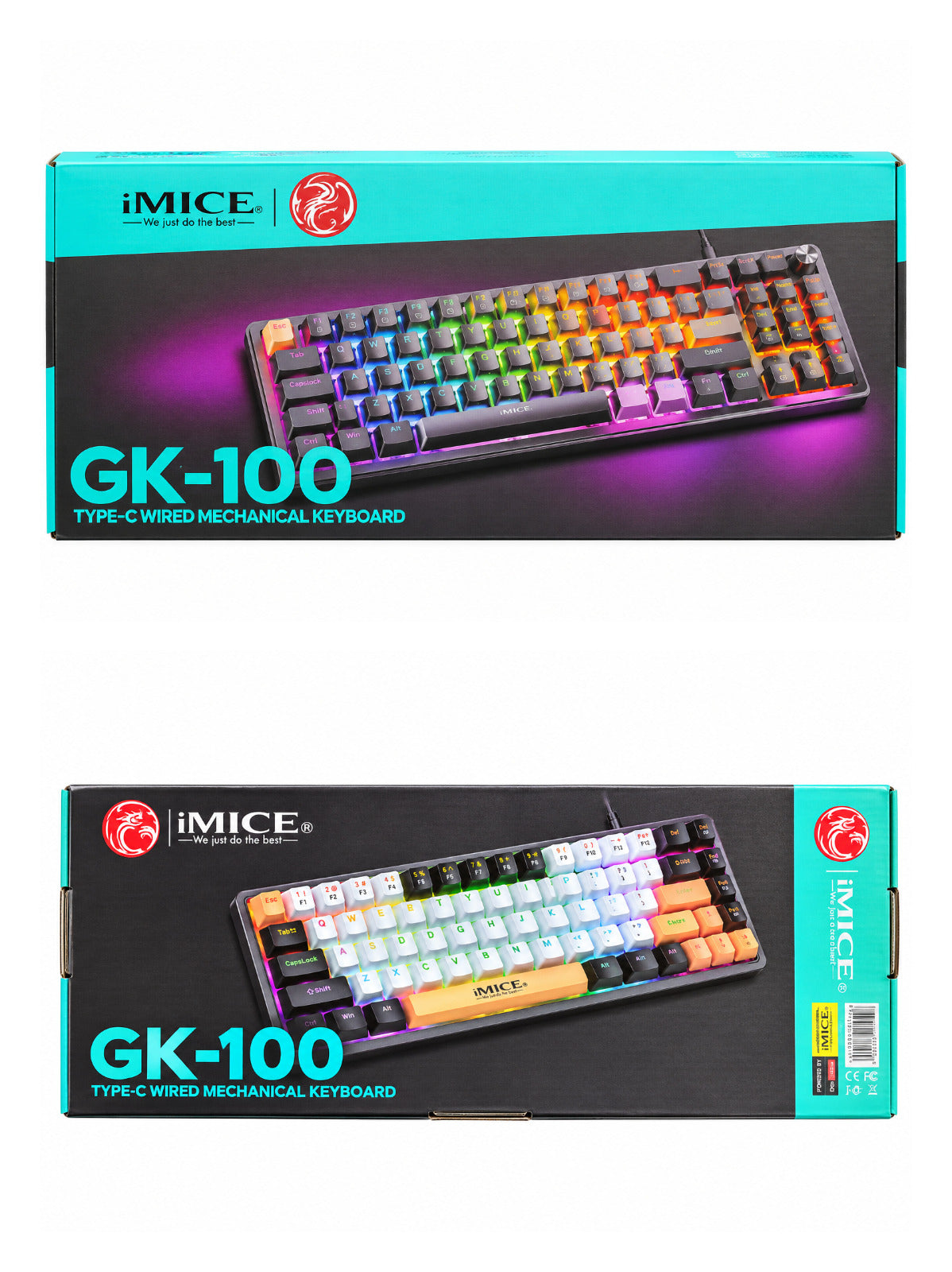 iMICE GK-100 Mechanical Gaming Keyboard Black RGB USB Type-C Blue Switch