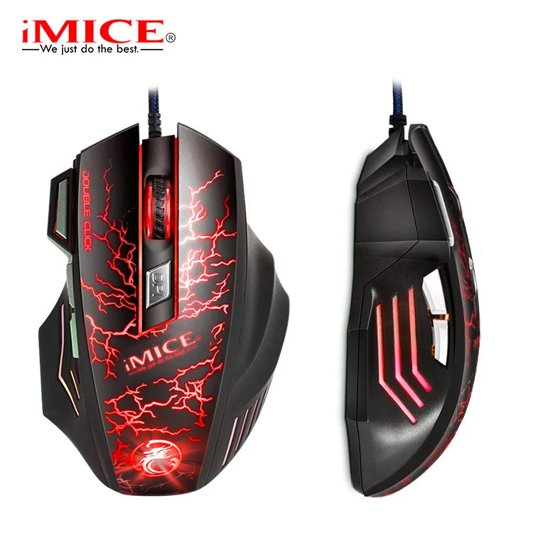 Wired USB Gaming Mouse with 7 Buttons, 3200 DPI and Red LED Lighting