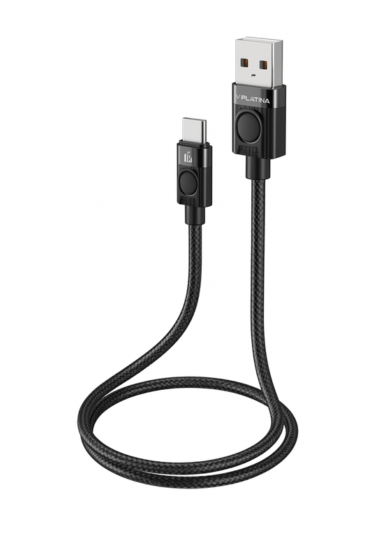 Viplatina BC90C USB-A to USB-C 18W Fast Charging Cable 1.2M | Durable Braided Data Sync Cable – Black