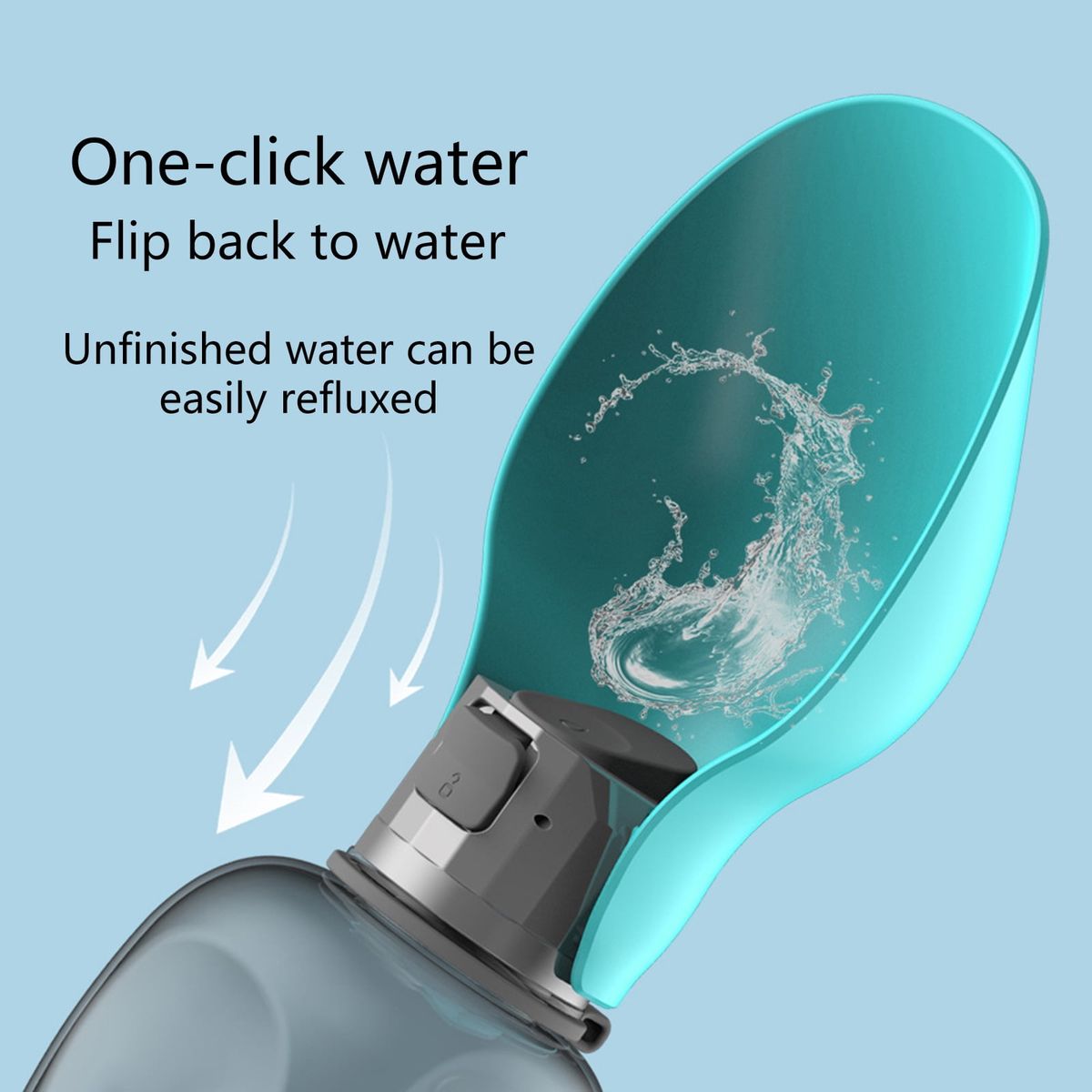 Portable Dog Water Bottle 800ml – Foldable Travel Water Bottle with Drinking Cup & Strap for Dogs