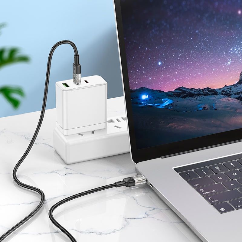 HOCO U129 Spirit USB-C to USB-C 60W PD Fast Charging Cable 1.2M | Braided Charging & Data Sync Cable