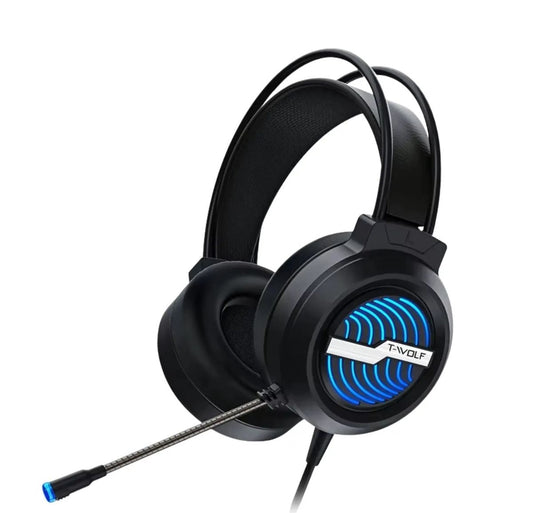 T-WOLF H130 RGB Gaming Headset with Microphone – Wired Stereo Headphones with 50mm Drivers