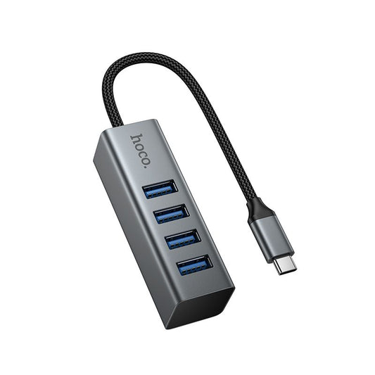 HOCO HB1C 4-in-1 USB-C to USB 3.0 Hub | Type-C to 4 USB-A 3.0 High-Speed Adapter | 5Gbps Data Transfer | OTG Multiport Splitter for Laptop, MacBook & PC
