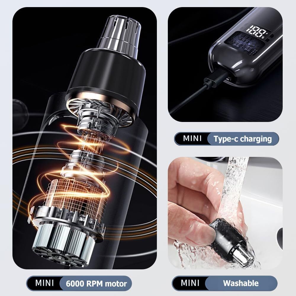 Smart Electric Nose & Ear Hair Trimmer with LED Digital Display - Rechargeable Precision Grooming Tool for Men & Women