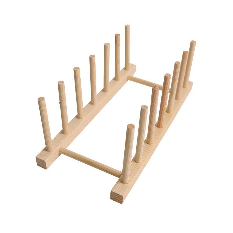 Bamboo Dish Drying Rack Folding Plate Drainer Stand for Kitchen Countertop & Cabinet Storage