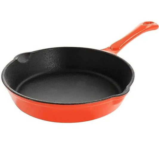 24cm Enamelled Cast Iron Frying Pan – Oven & Induction Safe Skillet Red & Black