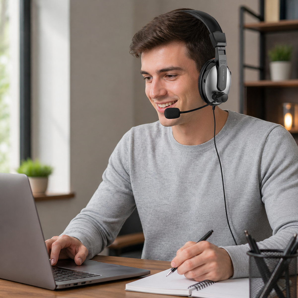 Mikuso HP-117 Wired Stereo Headset with Noise Cancelling Mic | 3.5mm Dual Jack Over-Ear Headphones for PC, Laptop, Online Classes & Gaming