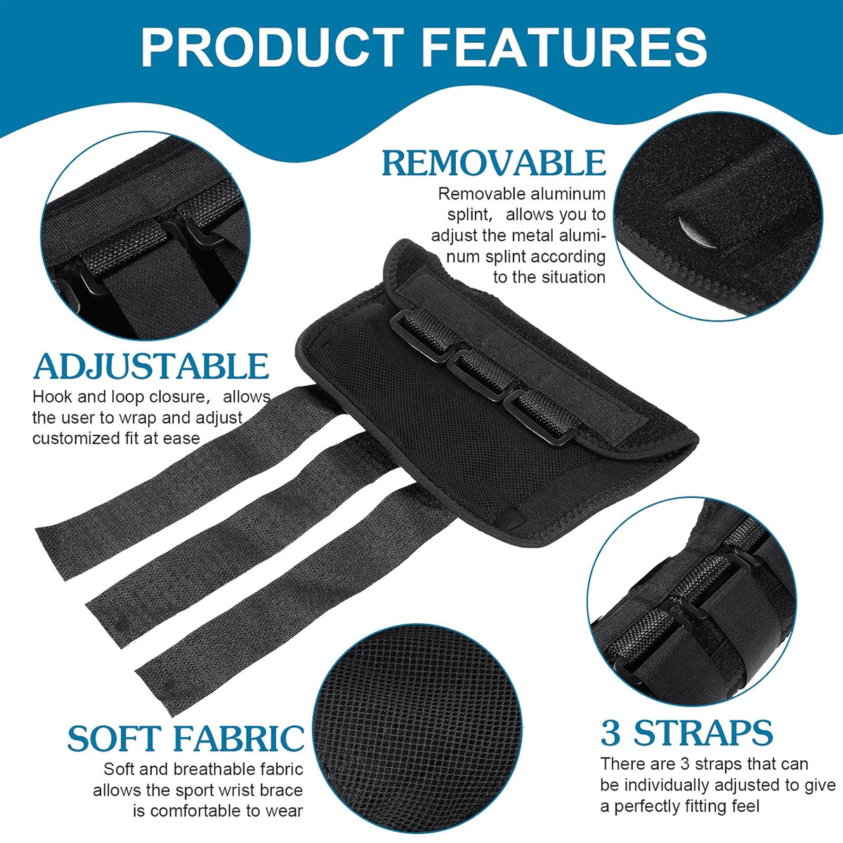 Left Hand Wrist Support Brace with Adjustable Splint – Compression Wrist Stabilizer for Sports, Gym & Daily Wrist Support
