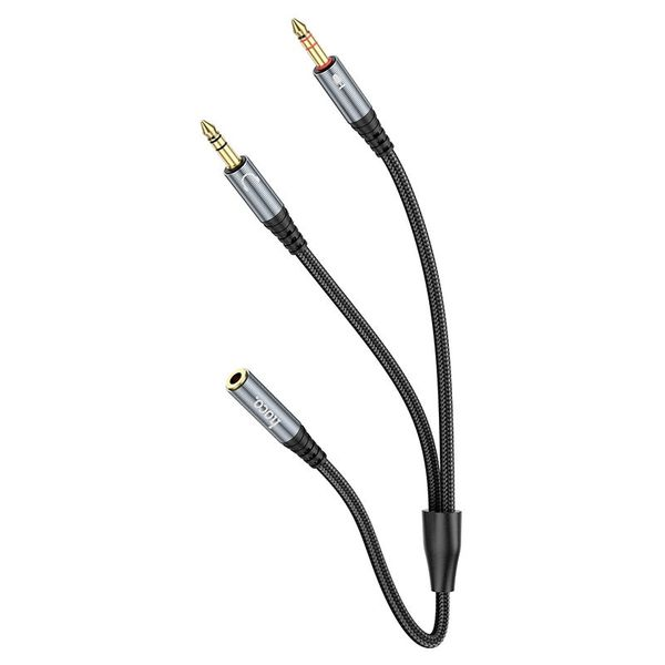 2-in-1 3.5mm Audio Splitter Cable Female to Dual Male 25cm (UPA21) | Headphone & Microphone Adapter | Nylon Braided - 2 Pack
