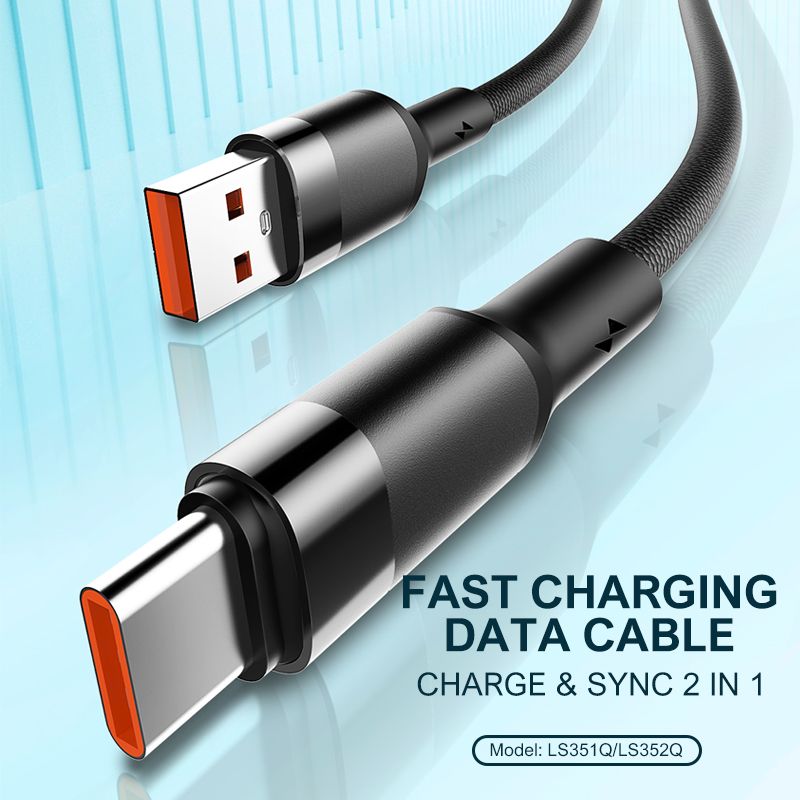 LDNIO LS351Q USB-A to USB-C 120W Fast Charging & Data Cable 1M | Braided Type-C Charging Cable