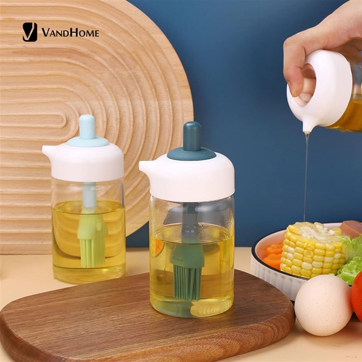 230ml Glass Oil Dispenser Bottle with Silicone Basting Brush | Leakproof Cooking Oil Bottle for BBQ & Baking