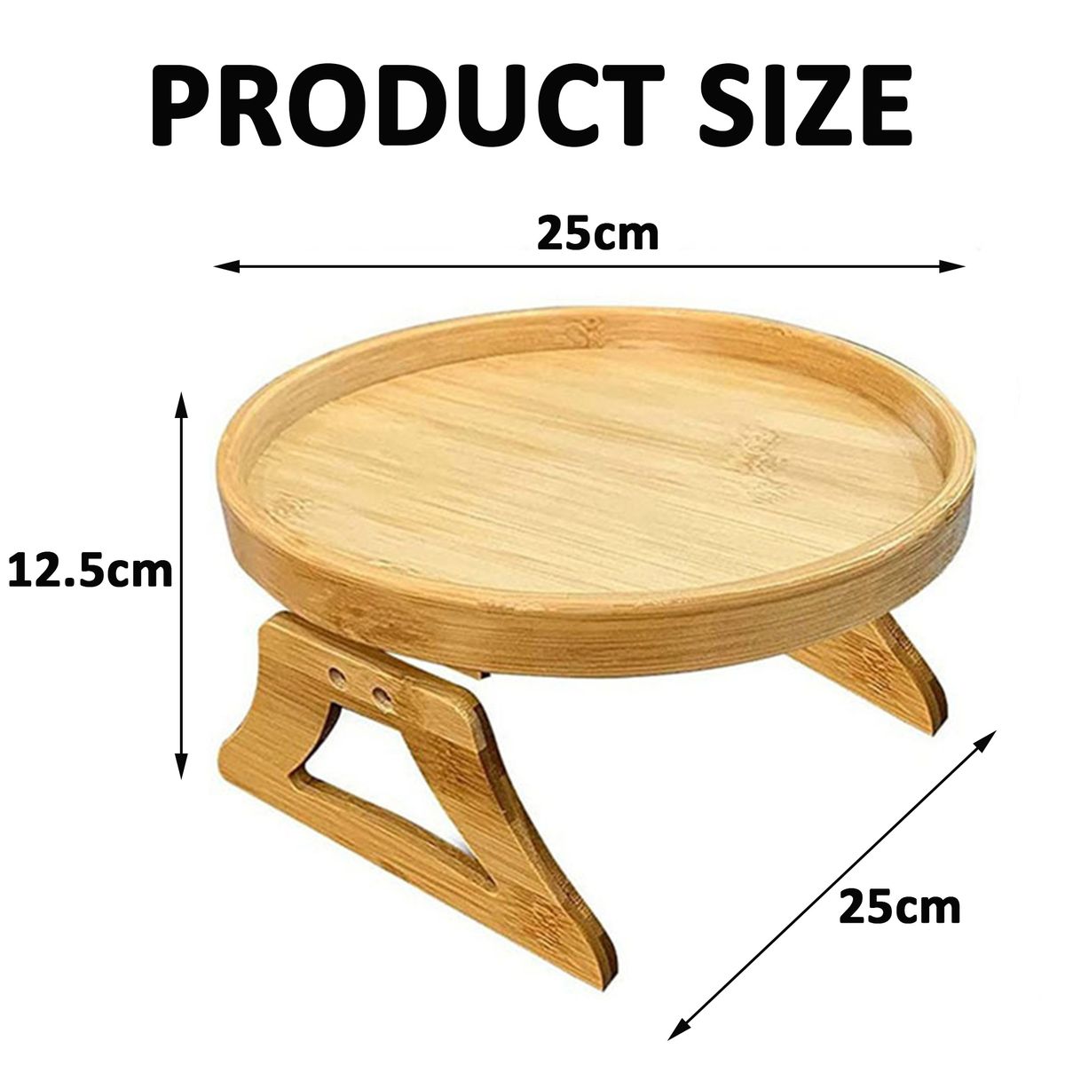 Foldable Bamboo Sofa Arm Tray Table | Clip-On Couch Armrest Table for Drinks, Snacks & Remote