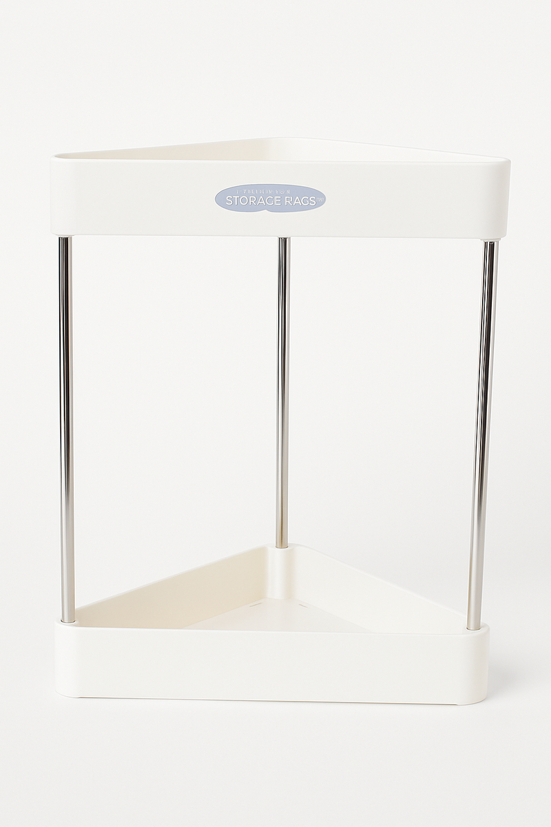2-Tier Multipurpose Corner Storage Rack | Bathroom & Kitchen Corner Organizer Shelf - White