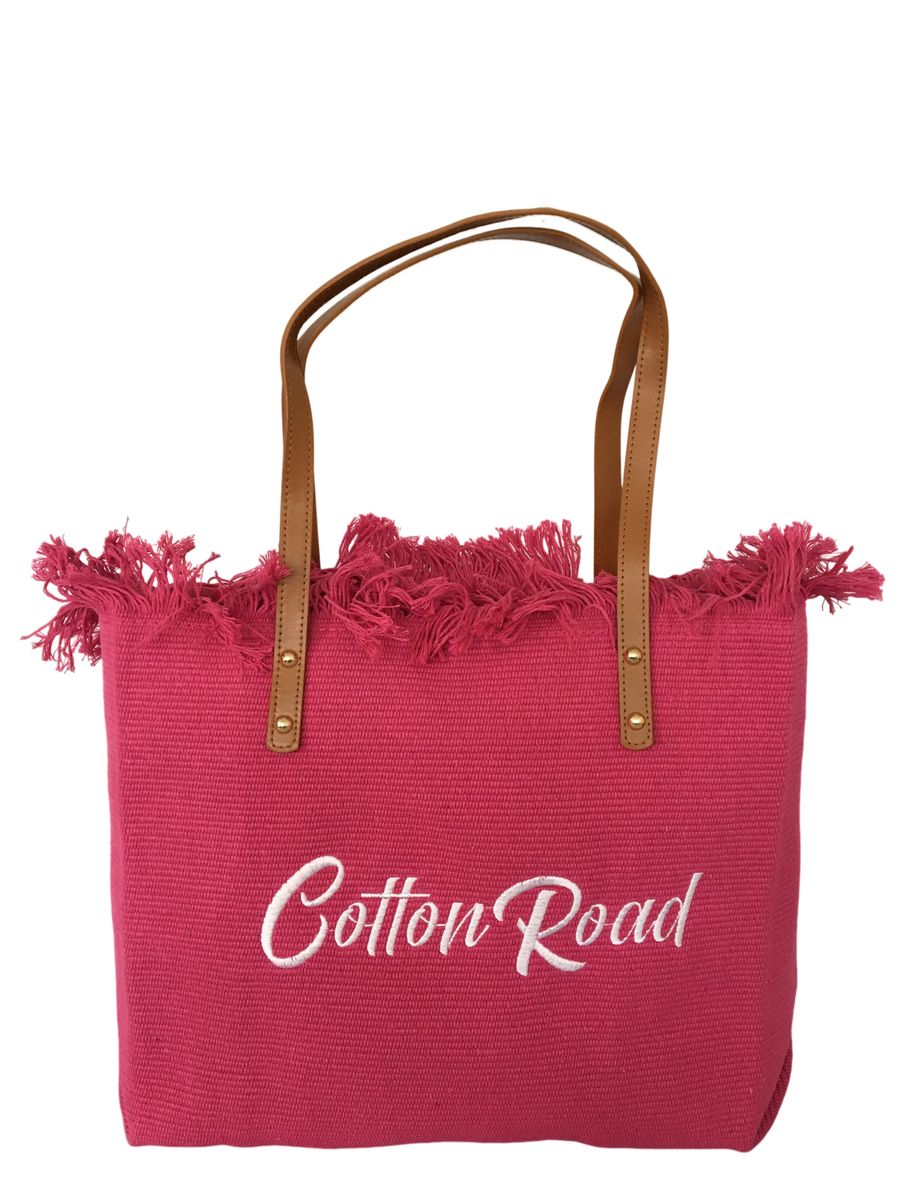 Cotton Road 15L Pure Cotton Tapestry Beach Bag - Black Large Shoulder Tote