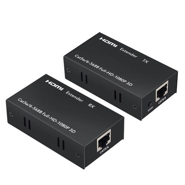 60M HDMI Extender over Cat5e/Cat6 up to 60M | 1080P Full HD HDMI Signal Extender Kit | TX & RX Plug & Play