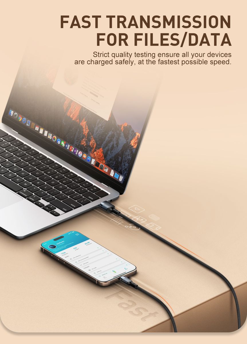 LDNIO LS352 USB-A to USB-C 50W Fast Charging Cable 2M | Braided Data Sync Cable