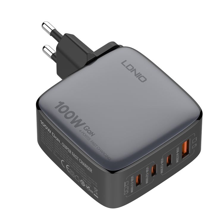 LDNIO Q408 100W GaN Fast Charger | 3 USB-C + 1 USB-A Multi-Port PD Wall Charging Station for MacBook, iPhone, Samsung, Laptop - Black / White