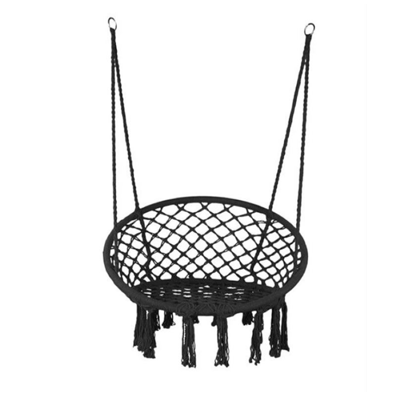 Macrame Hanging Chair Swing for Adults & Kids | Indoor Outdoor Cotton Rope Hammock Chair with Tassels