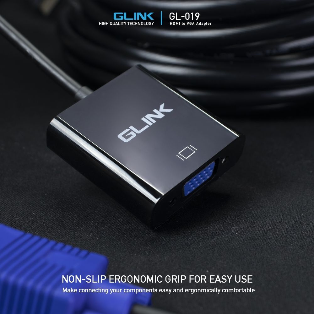 GLINK GL-001 HDMI to VGA Converter with 3.5mm Audio Port | HDMI Male to VGA Female Adapter | Full HD 1080P