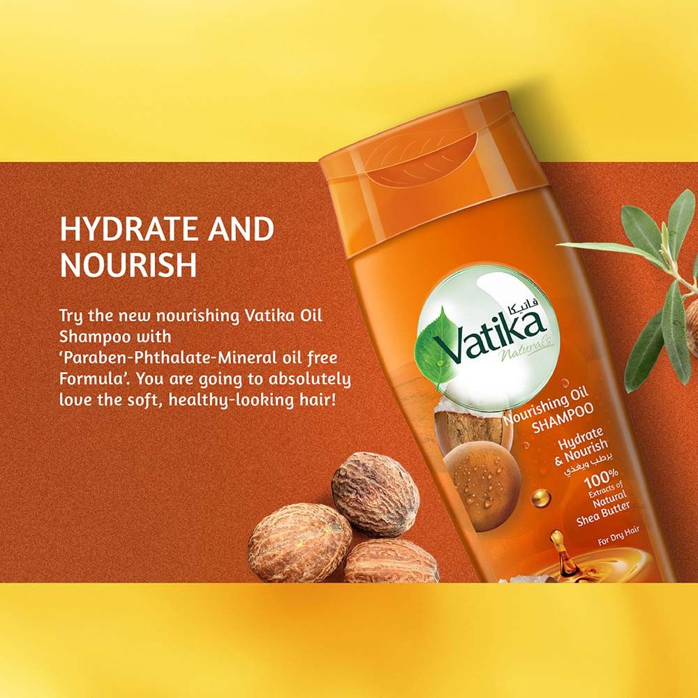 Vatika Naturals Shea Butter Nourishing Oil Shampoo 400ml | Hydrating Shampoo for Dry Hair