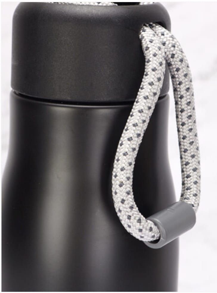 550ml Stainless Steel Vacuum Insulated Water Bottle with Strap | Double Wall Leakproof Flask | BPA Free Travel Bottle - Black