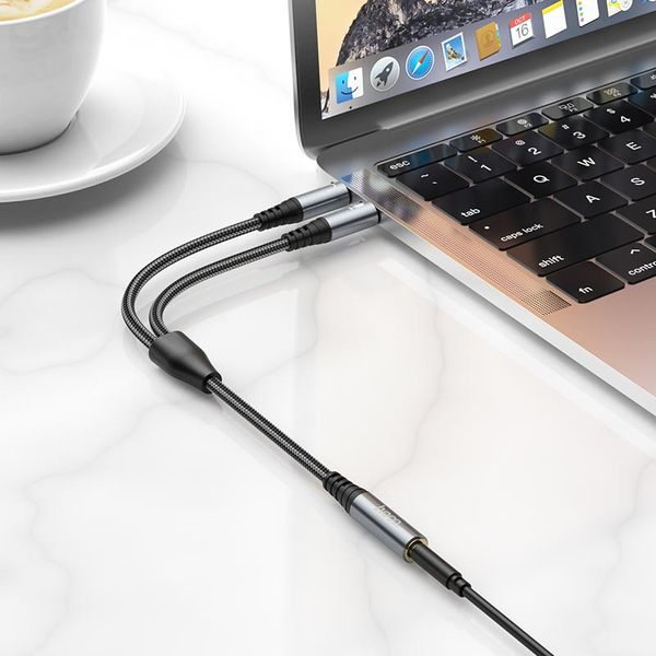 2-in-1 3.5mm Audio Splitter Cable Female to Dual Male 25cm (UPA21) | Headphone & Microphone Adapter | Nylon Braided - 2 Pack
