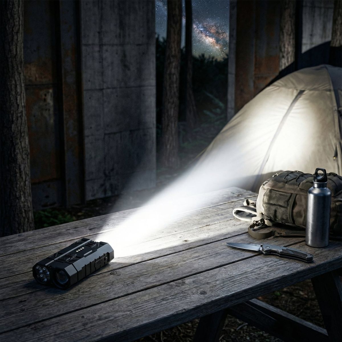Rechargeable Dual LED Flashlight Pocket Torch – Portable Camping, Hiking & Emergency Light