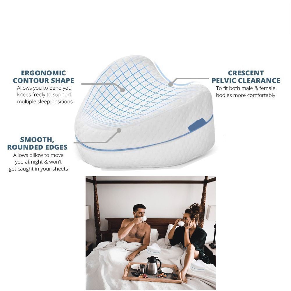 Ganis Memory Foam Knee & Leg Pillow with Washable Cover – Ergonomic Support Cushion