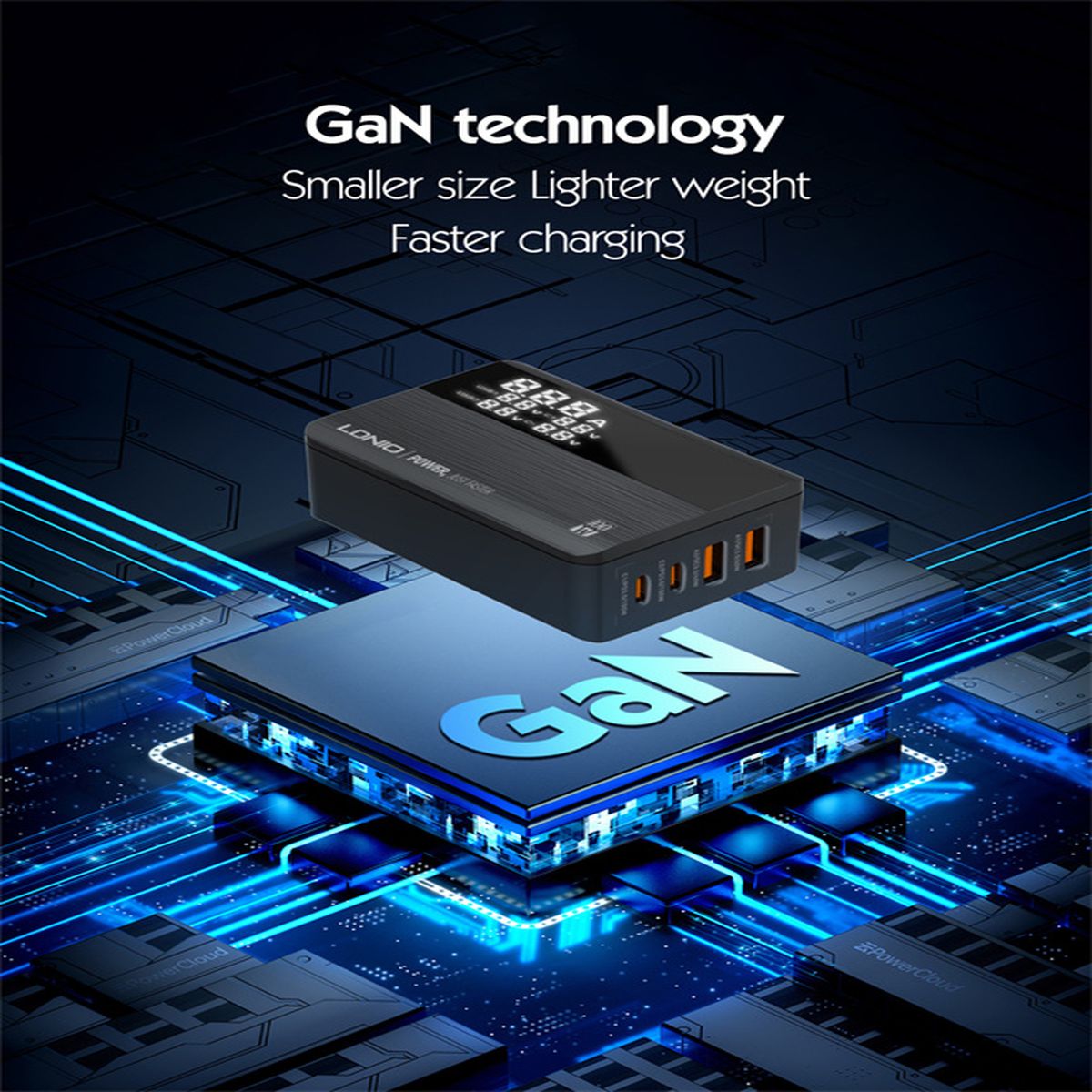 LDNIO A4809C 100W GaN Desktop Charger | 4-Port USB-C & USB-A Fast Charging Station with LED Display for Laptop, MacBook, iPhone & Android