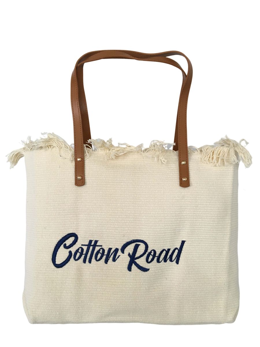 Cotton Road 15L Pure Cotton Tapestry Beach Bag - Black Large Shoulder Tote