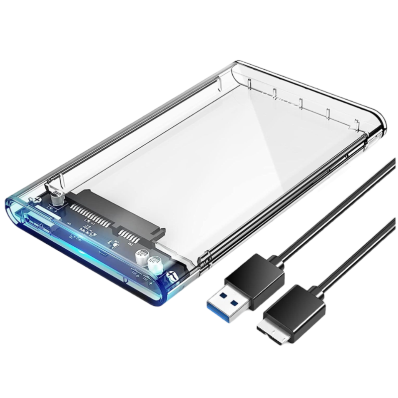 2.5" SATA to USB 3.0 Hard Drive Enclosure 5Gbps Clear SSD/HDD Case