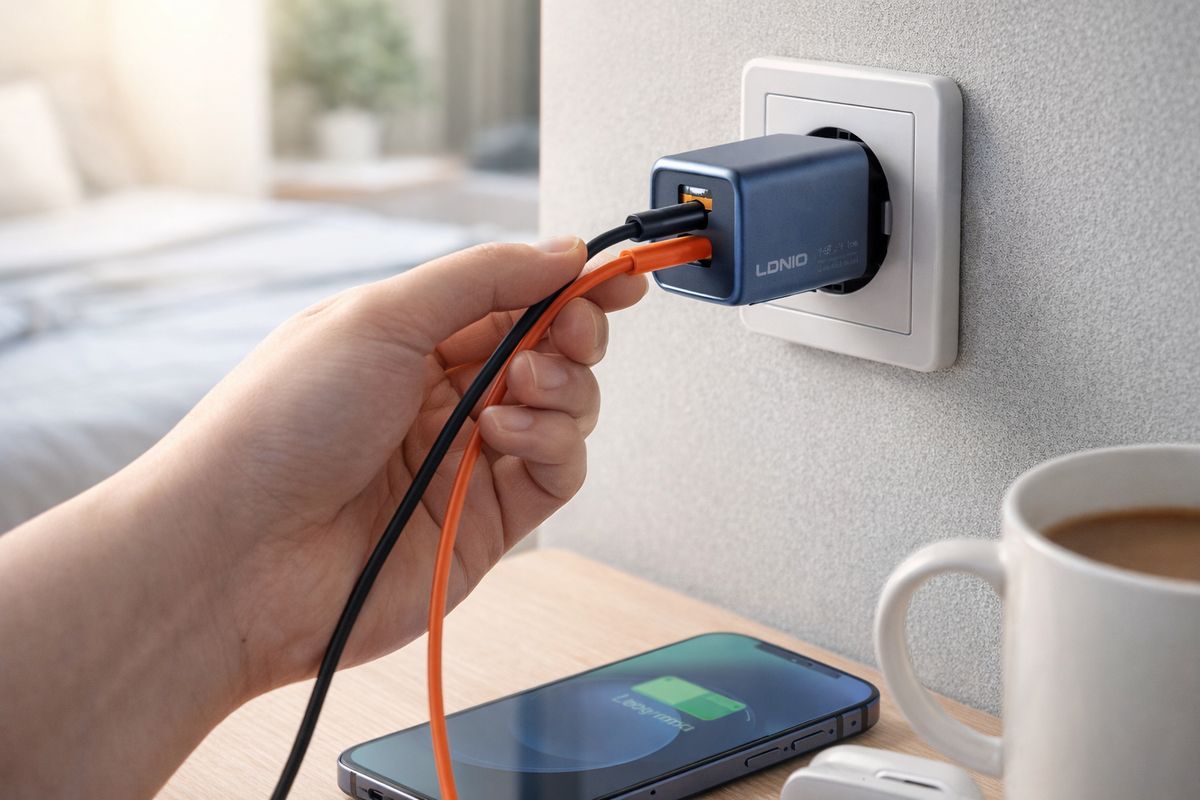 LDNIO Q12 45W Dual Port Fast Wall Charger | USB-C PD & USB-A QC3.0 Fast Charging Adapter