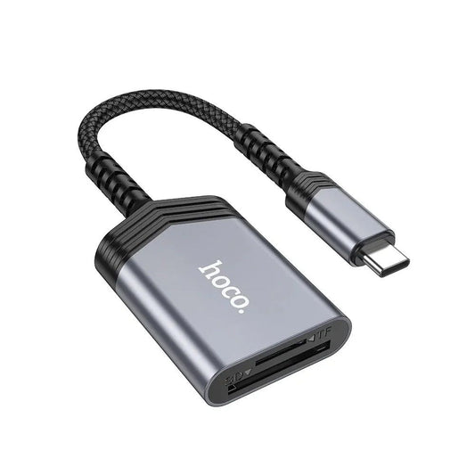 HOCO UA25 USB-C to SD & TF Card Reader | 2-in-1 Type-C OTG Memory Card Reader for MacBook, Android & USB-C Devices