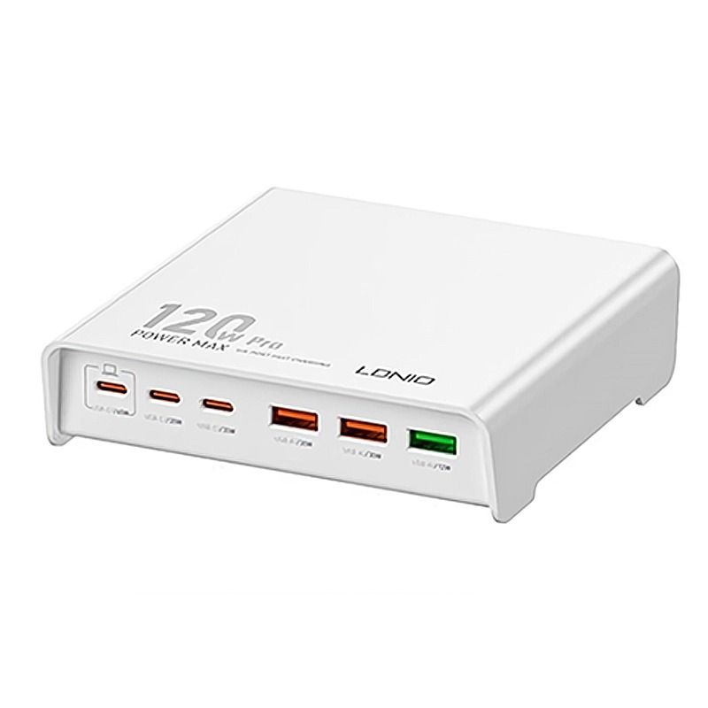 LDNIO Q605 120W GaN Desktop Charging Station 6-Port USB-C PD & USB-A Fast Charger | Black| White