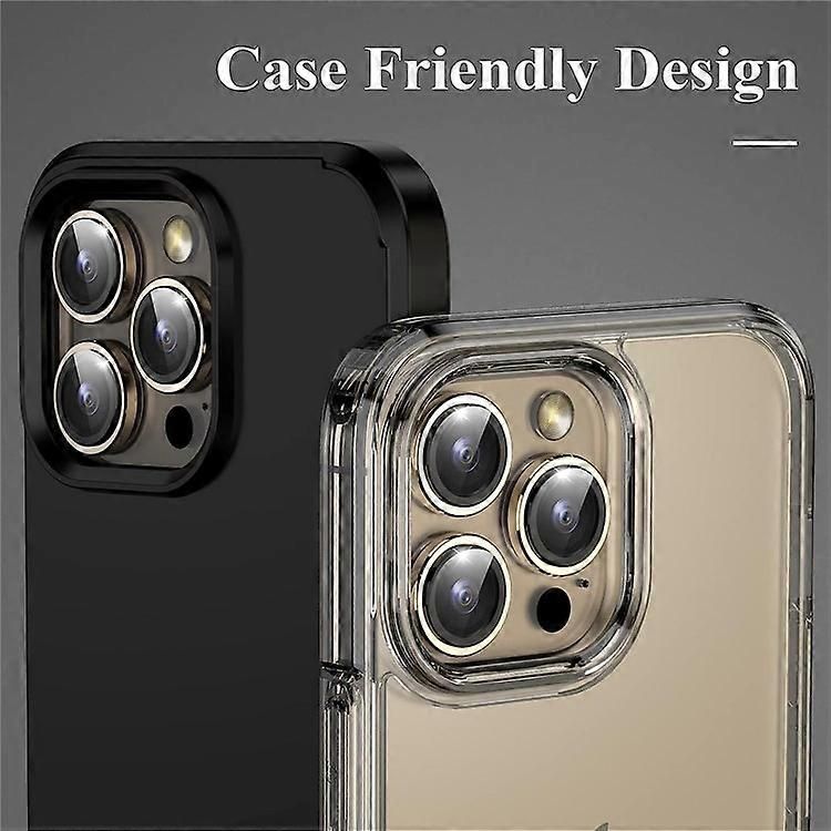 iPhone 15 Pro Max Camera Lens Protector | Gold Titanium Tempered Glass Camera Protector with Metal Ring (3 Lens Set)