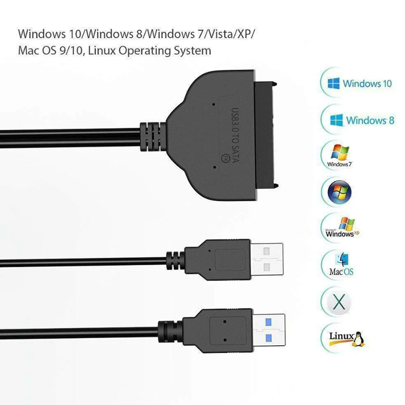 USB 3.0 to SATA Adapter Cable for 2.5 Inch SSD & HDD - High-Speed SATA III to USB Converter with UASP Support