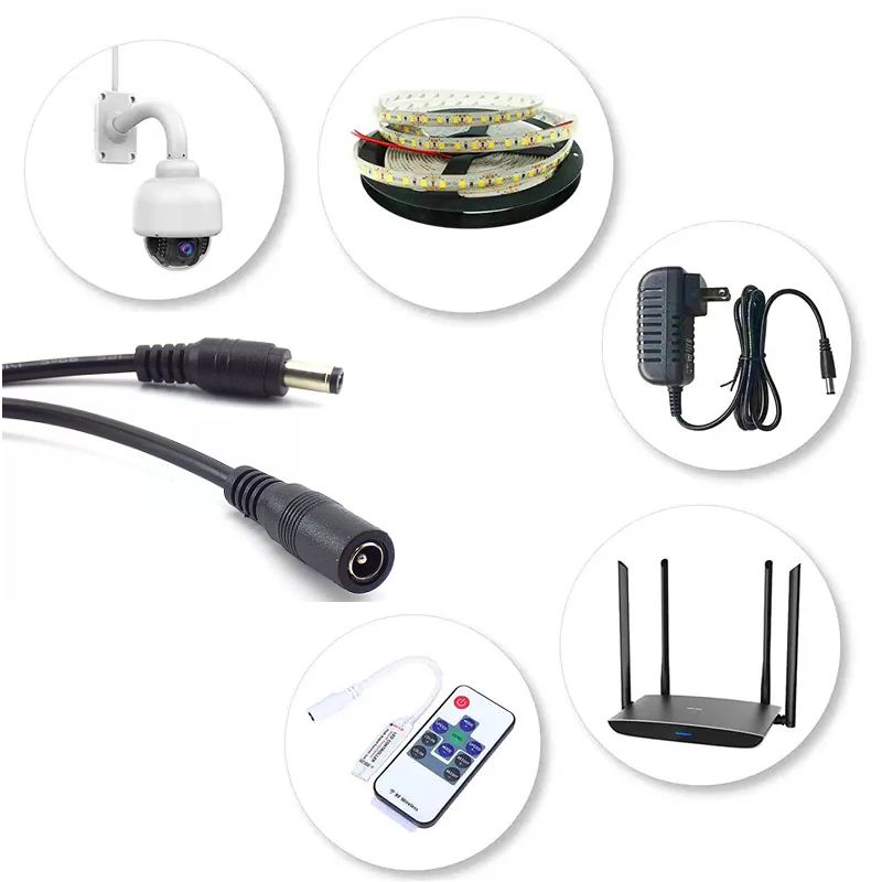 5M DC Extension Power Cable 5.5mm x 2.1mm Male to Female Extension Cord - 2 Pack for CCTV Cameras, LED Strip Lights & DC Power Adapters